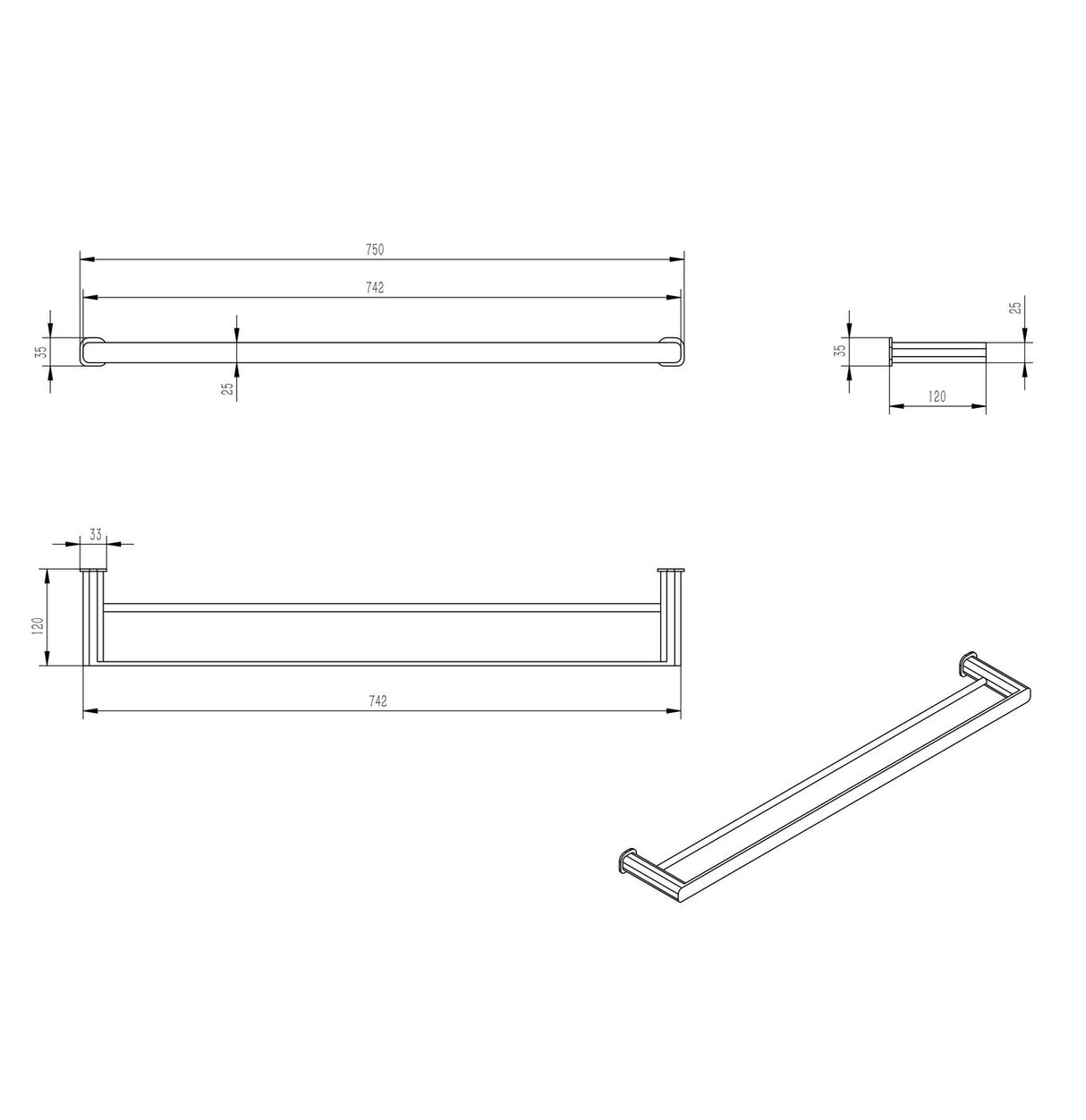 Oskar Double Towel Rail