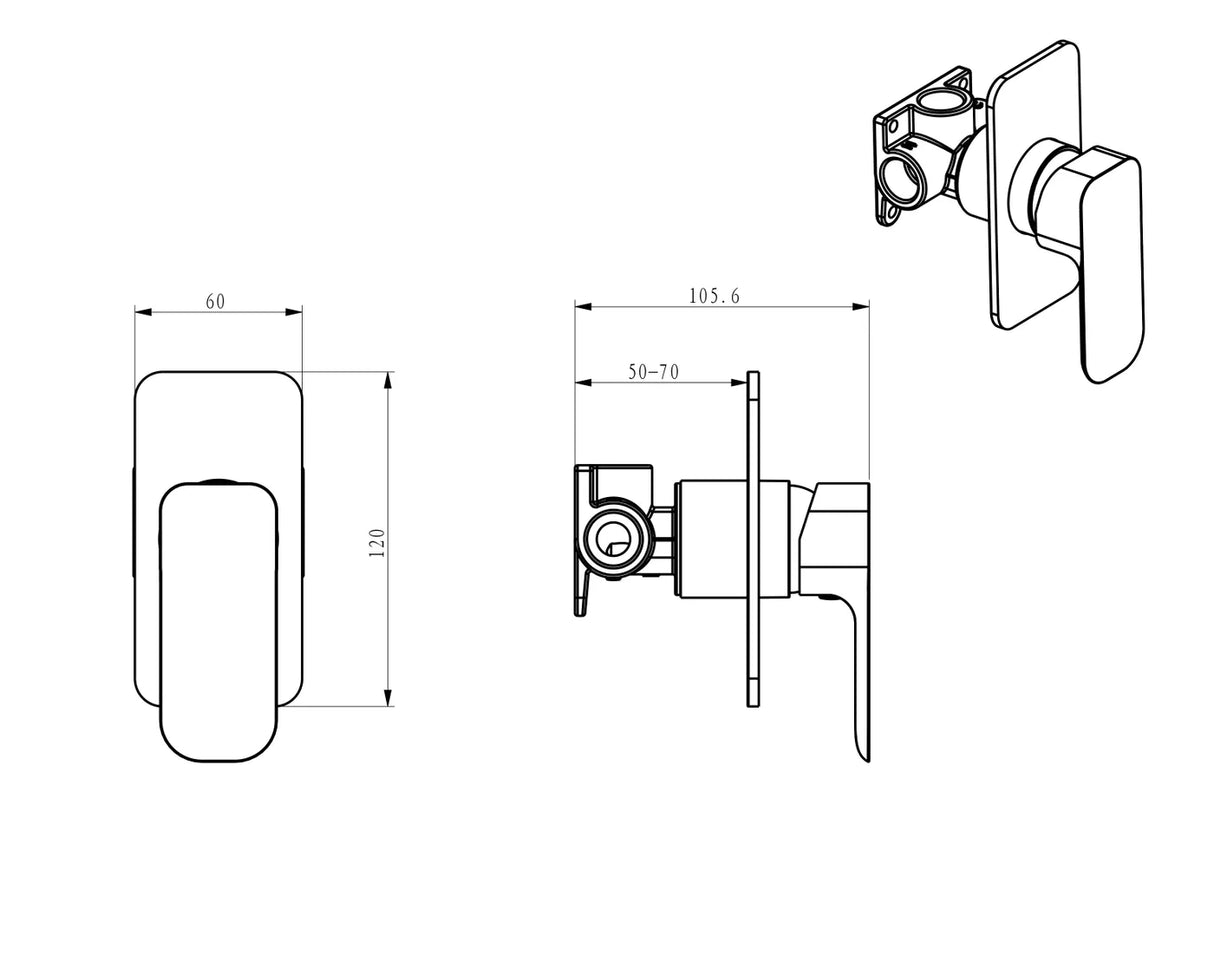 Oskar Shower Mixer-Drawing