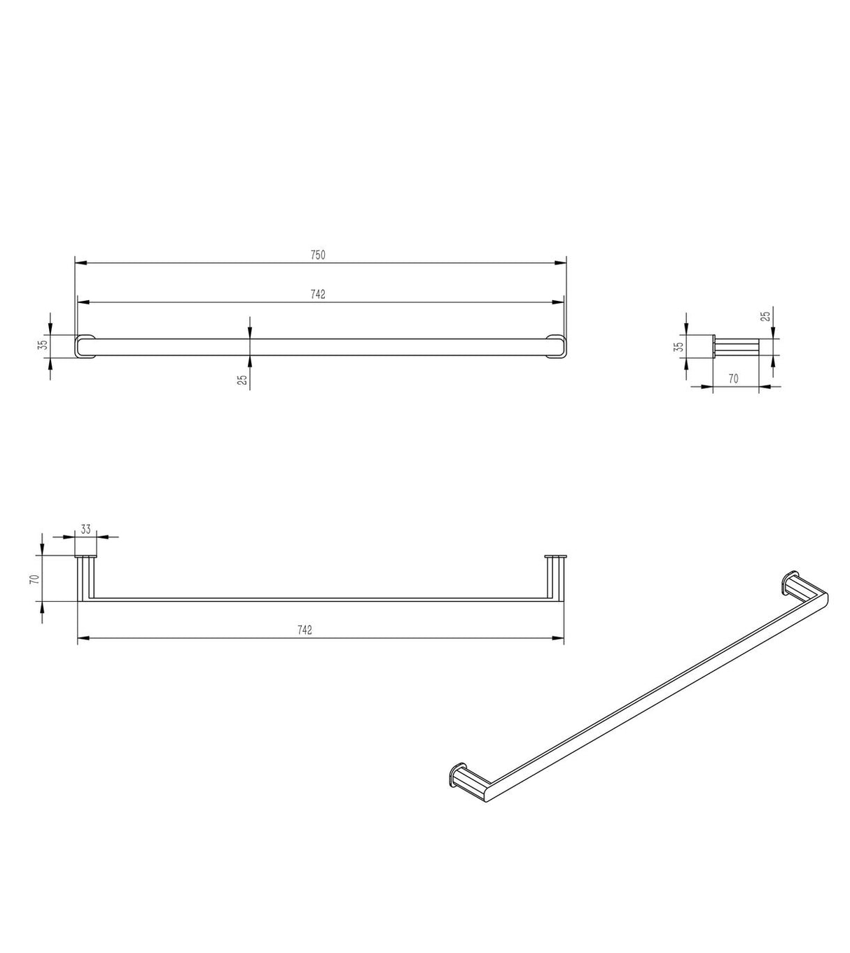 Oskar Single Towel Rail