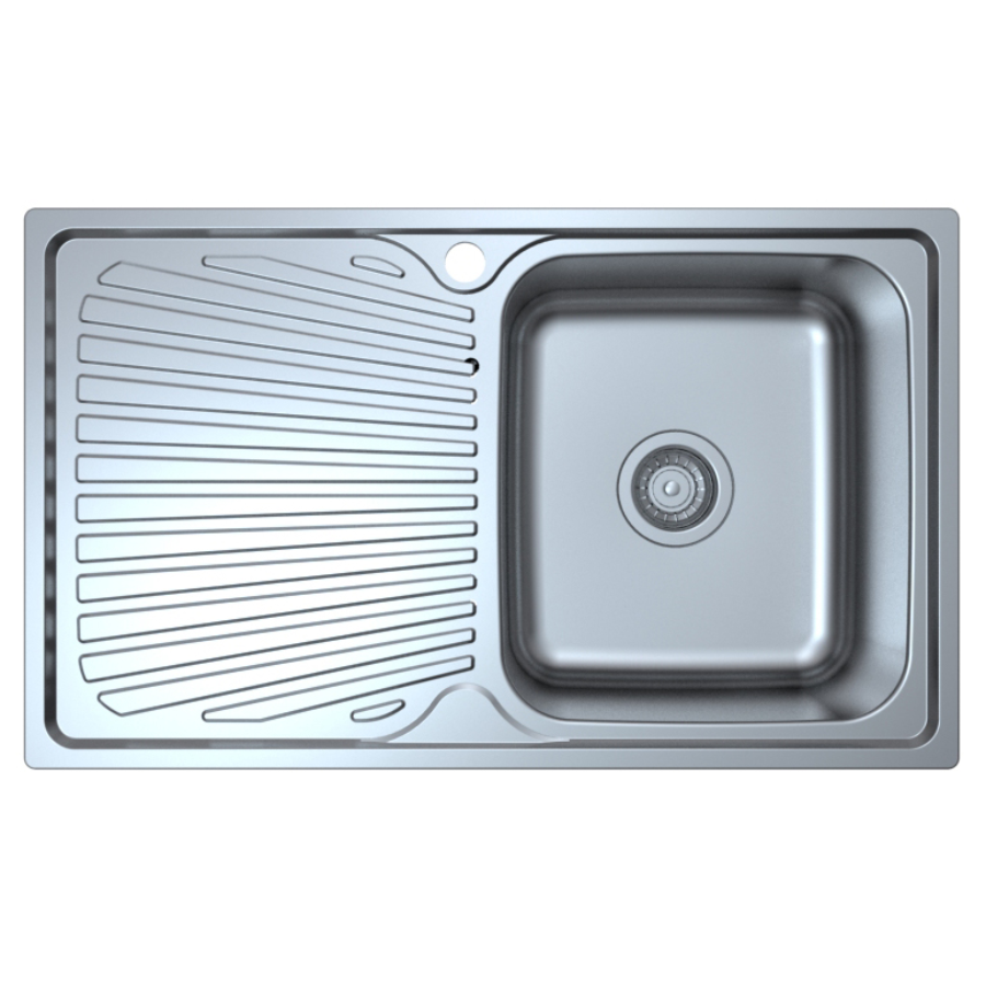Otus Single Right Hand Bowl with Drainer Sink 800mm Stainless Steel