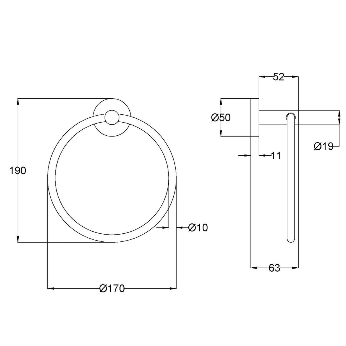 Otus Slimline SS304 Towel Ring