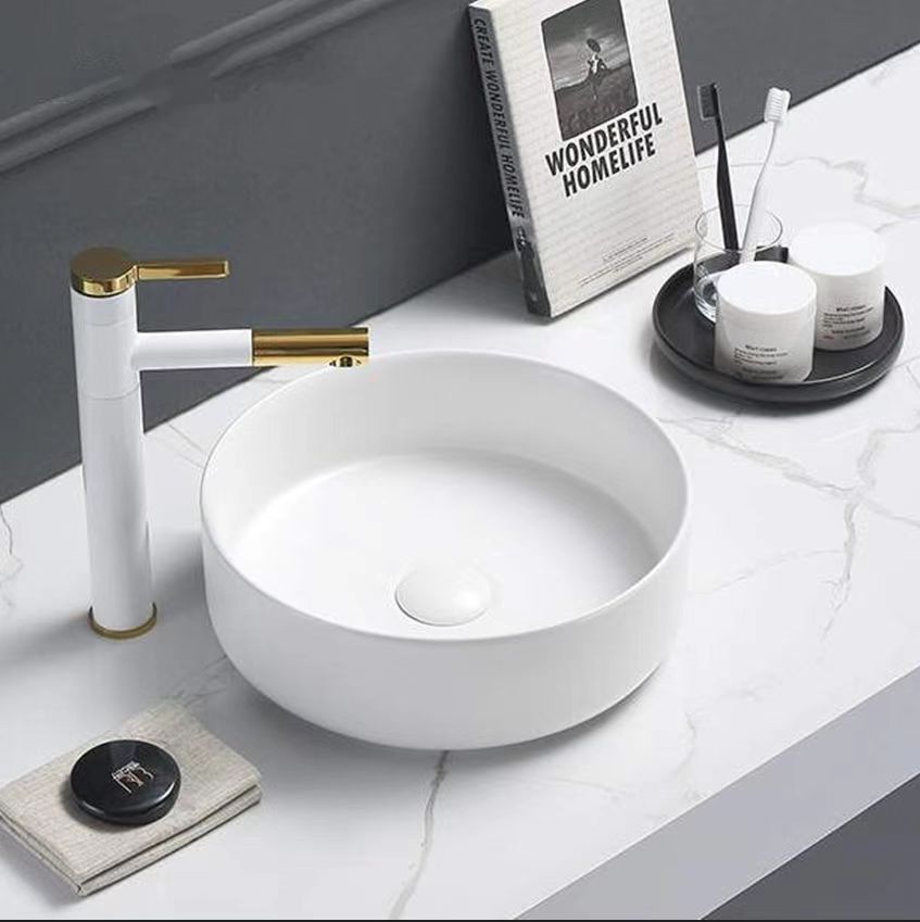 POSEIDON Matte White Ceramic Basin (Round: 352x352x112)
