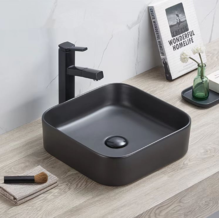 POSEIDON Matte Black Ceramic Basin (Square: 370x370x110)