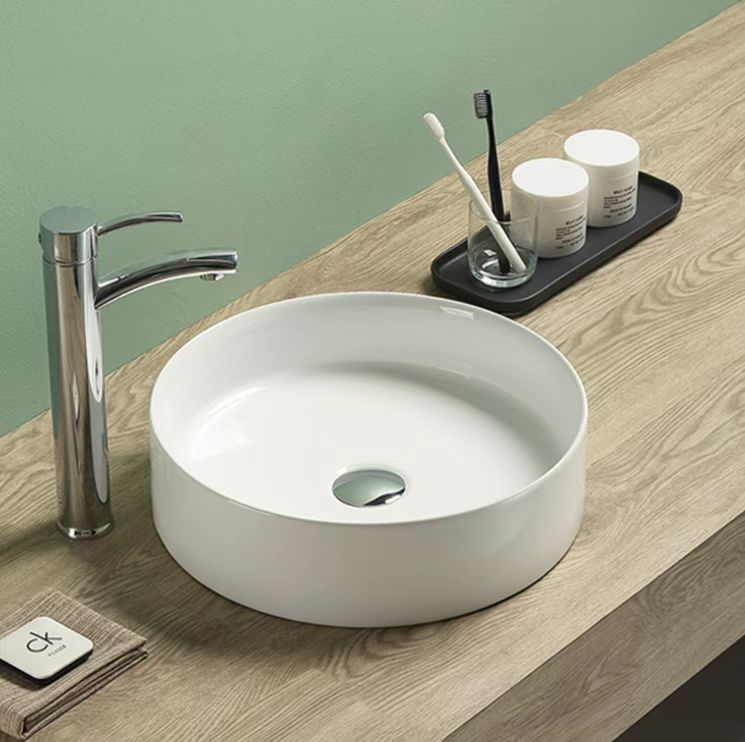 POSEIDON Gloss White Ceramic Basin (Round: 394x394x115)