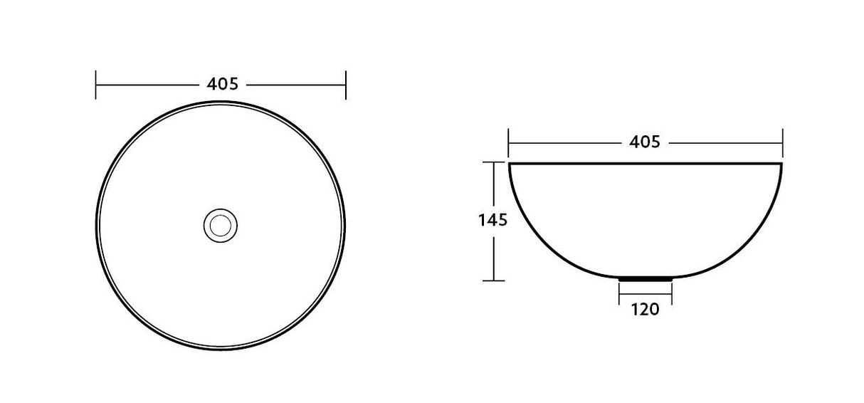 POSEIDON Matte White Ceramic Basin (Bowl Shape: 400x400x130)