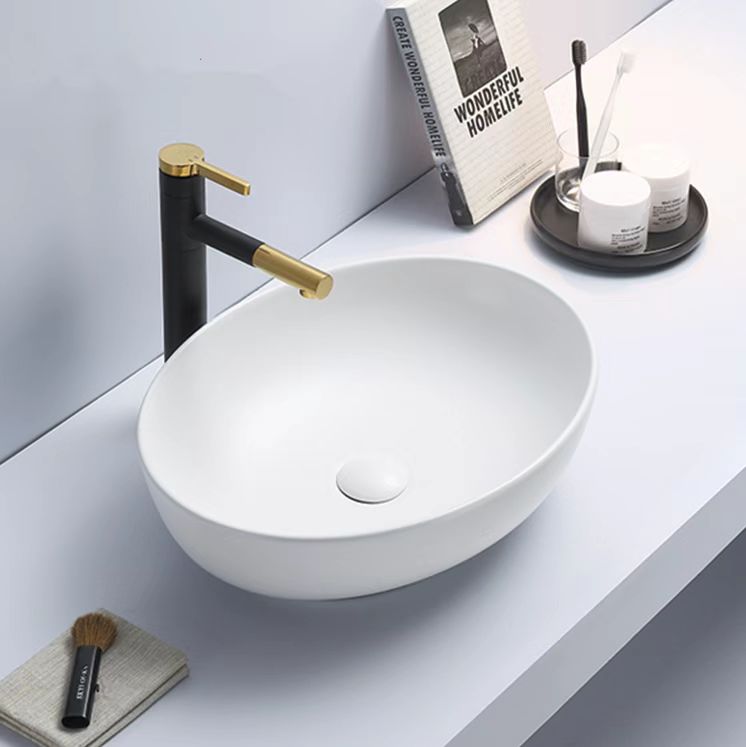 POSEIDON Matte White Ceramic Basin (Oval: 520x395x130mm )