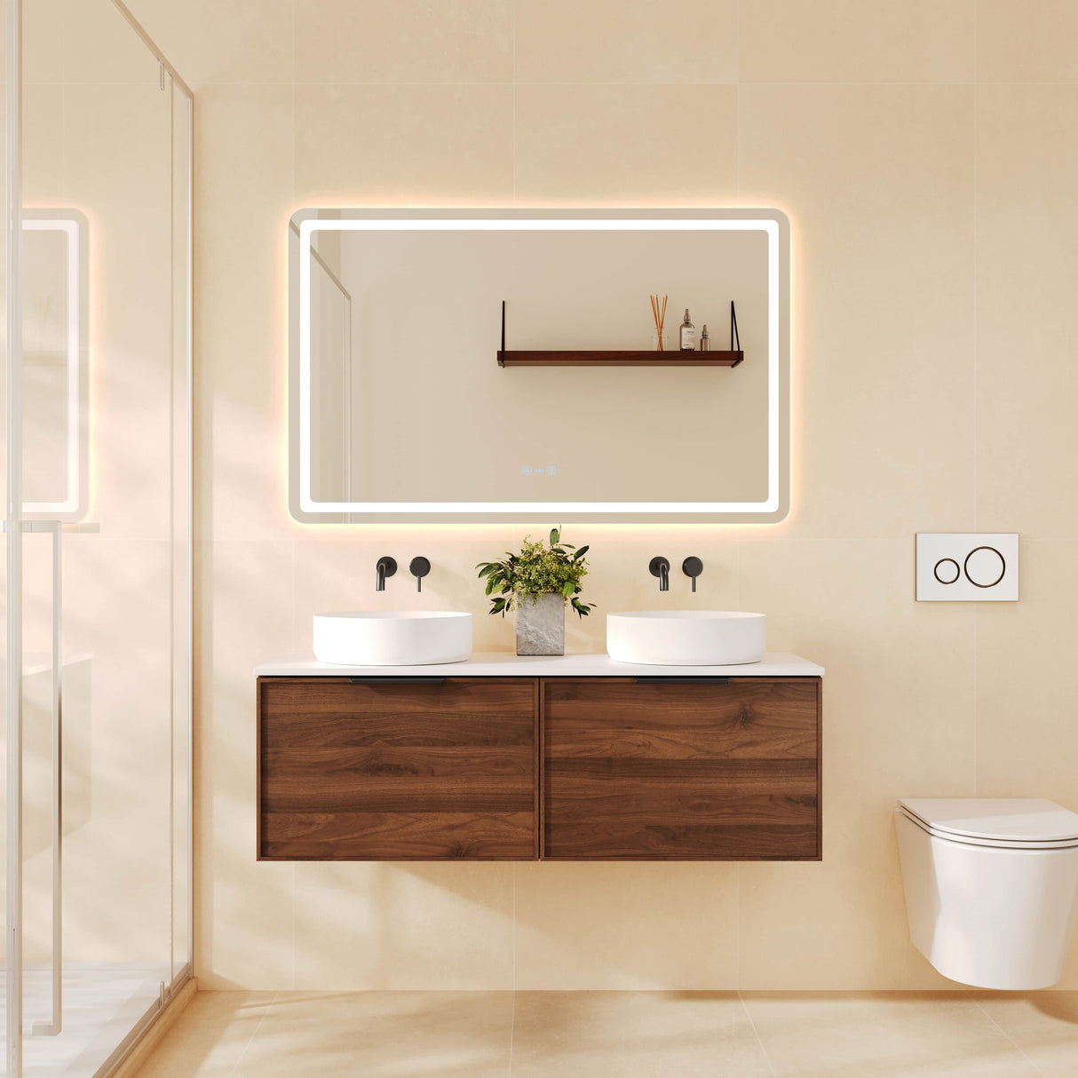 PARIS Wall Hung Vanity Walnut Woodmatt