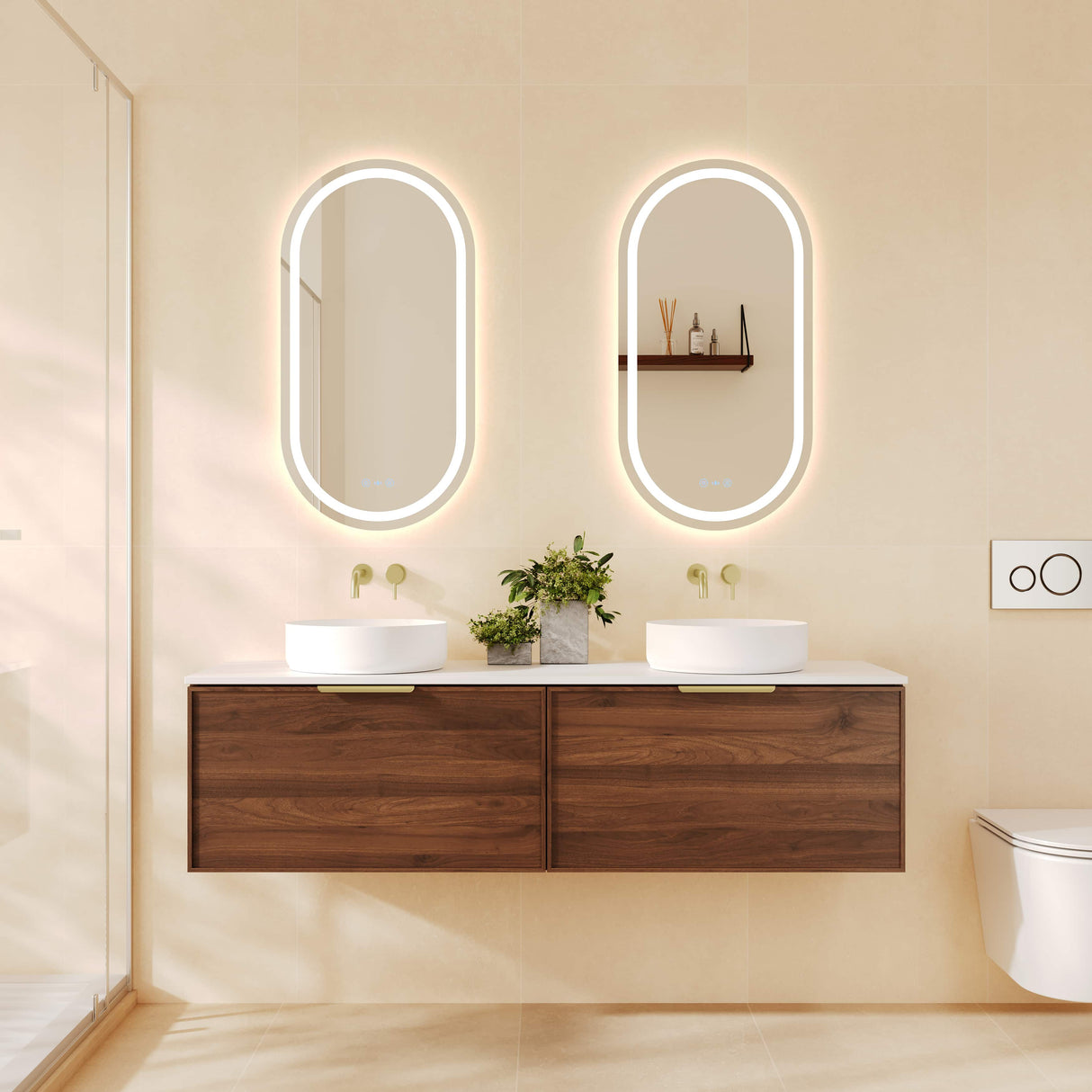 PARIS Wall Hung Vanity Walnut Woodmatt