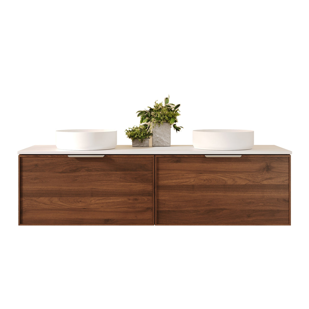 PARIS Wall Hung Vanity Walnut Woodmatt