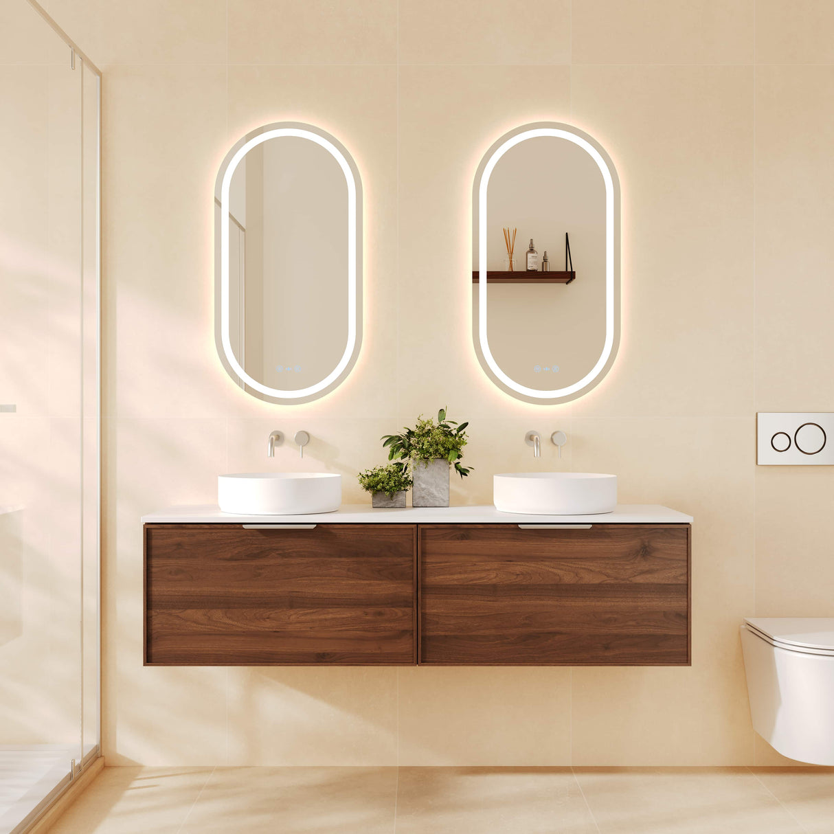 PARIS Wall Hung Vanity Walnut Woodmatt