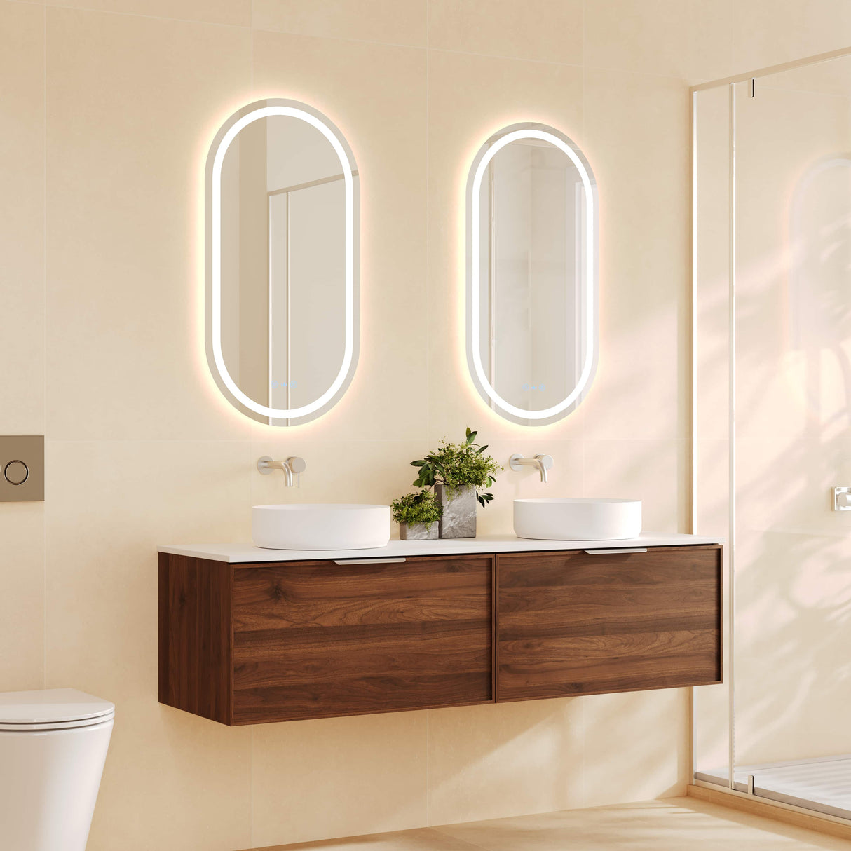 PARIS Wall Hung Vanity Walnut Woodmatt
