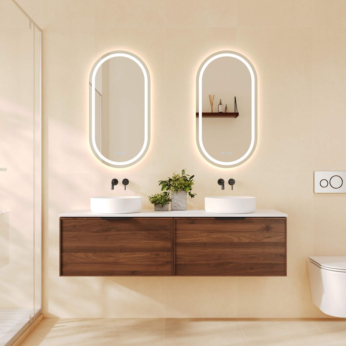 PARIS Wall Hung Vanity Walnut Woodmatt