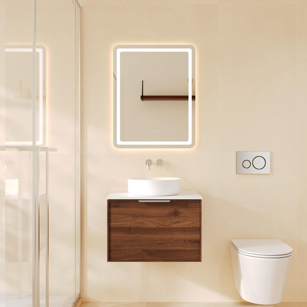 PARIS Wall Hung Vanity Walnut Woodmatt