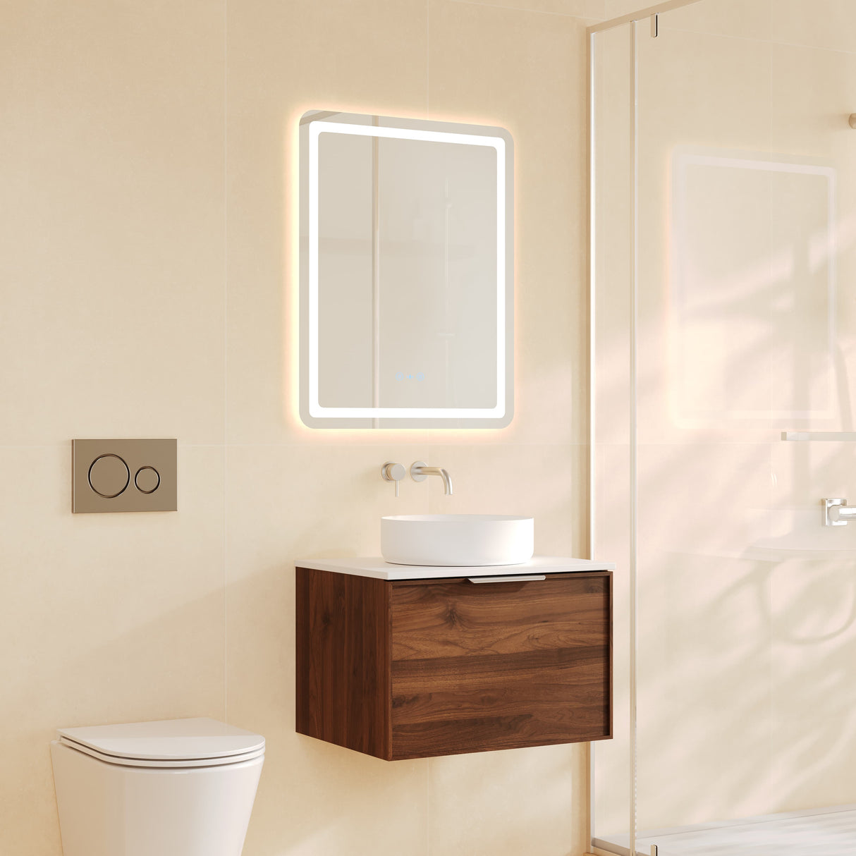 PARIS Wall Hung Vanity Walnut Woodmatt