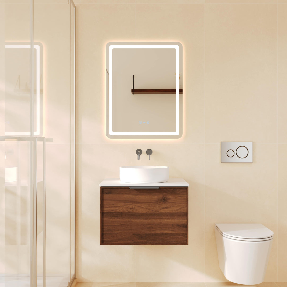 PARIS Wall Hung Vanity Walnut Woodmatt