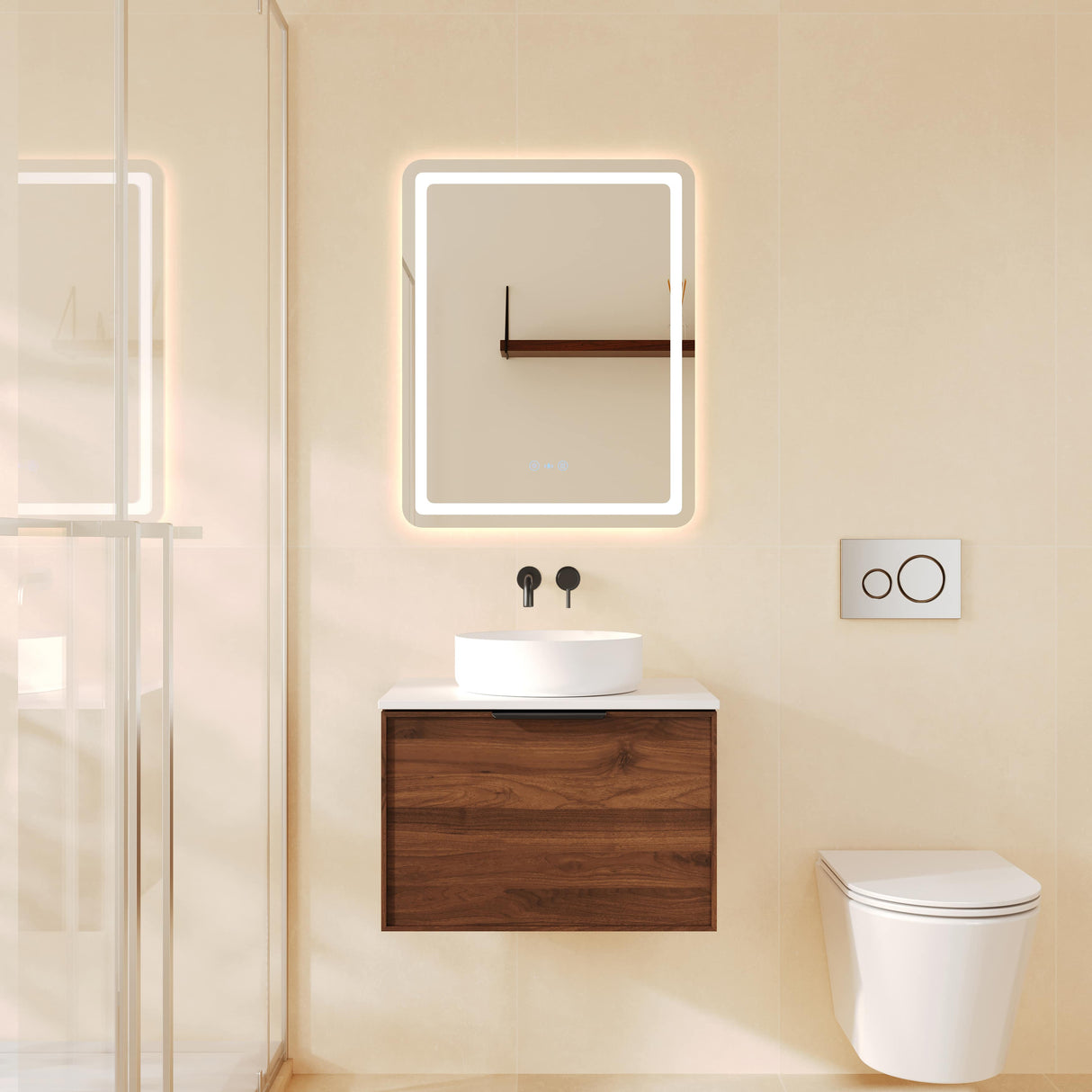 PARIS Wall Hung Vanity Walnut Woodmatt