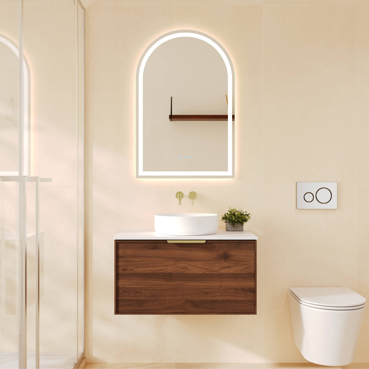 PARIS Wall Hung Vanity Walnut Woodmatt