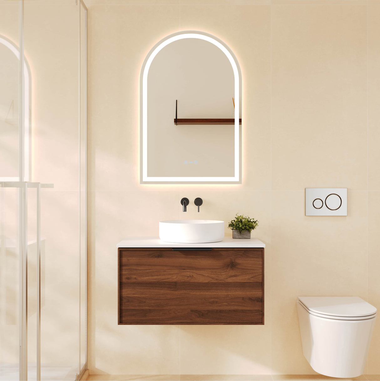 PARIS Wall Hung Vanity Walnut Woodmatt