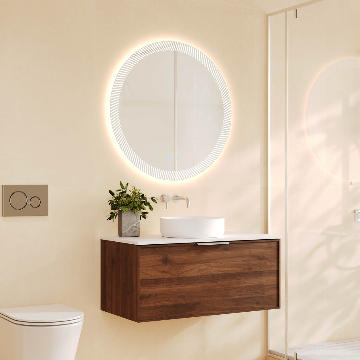 PARIS Wall Hung Vanity Walnut Woodmatt