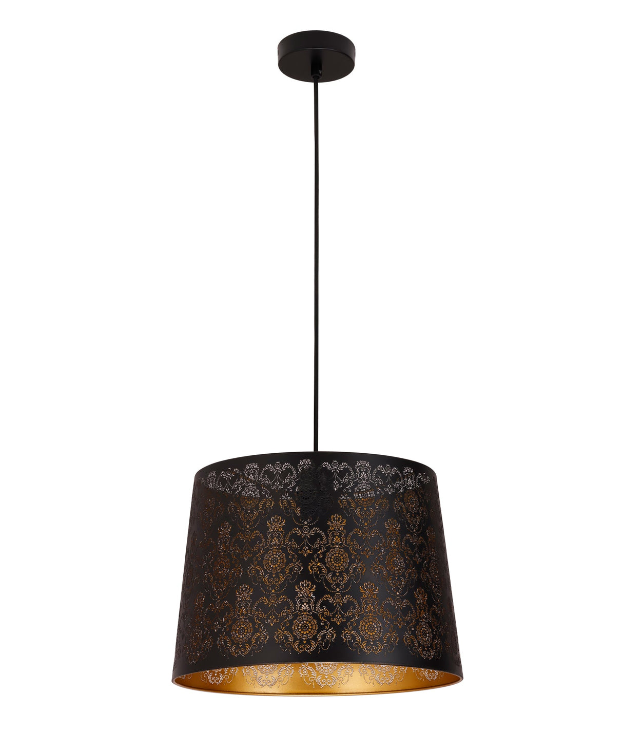PENSHADE: Interior Slanted with Fleur Tower Pattern Laser Cut Pendant Lights (Black/ White)