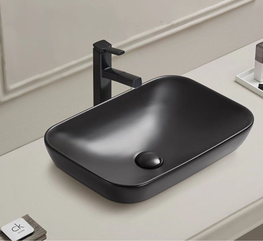 POSEIDON Matte Black Ceramic Basin (Rectangle: 515x340x155)