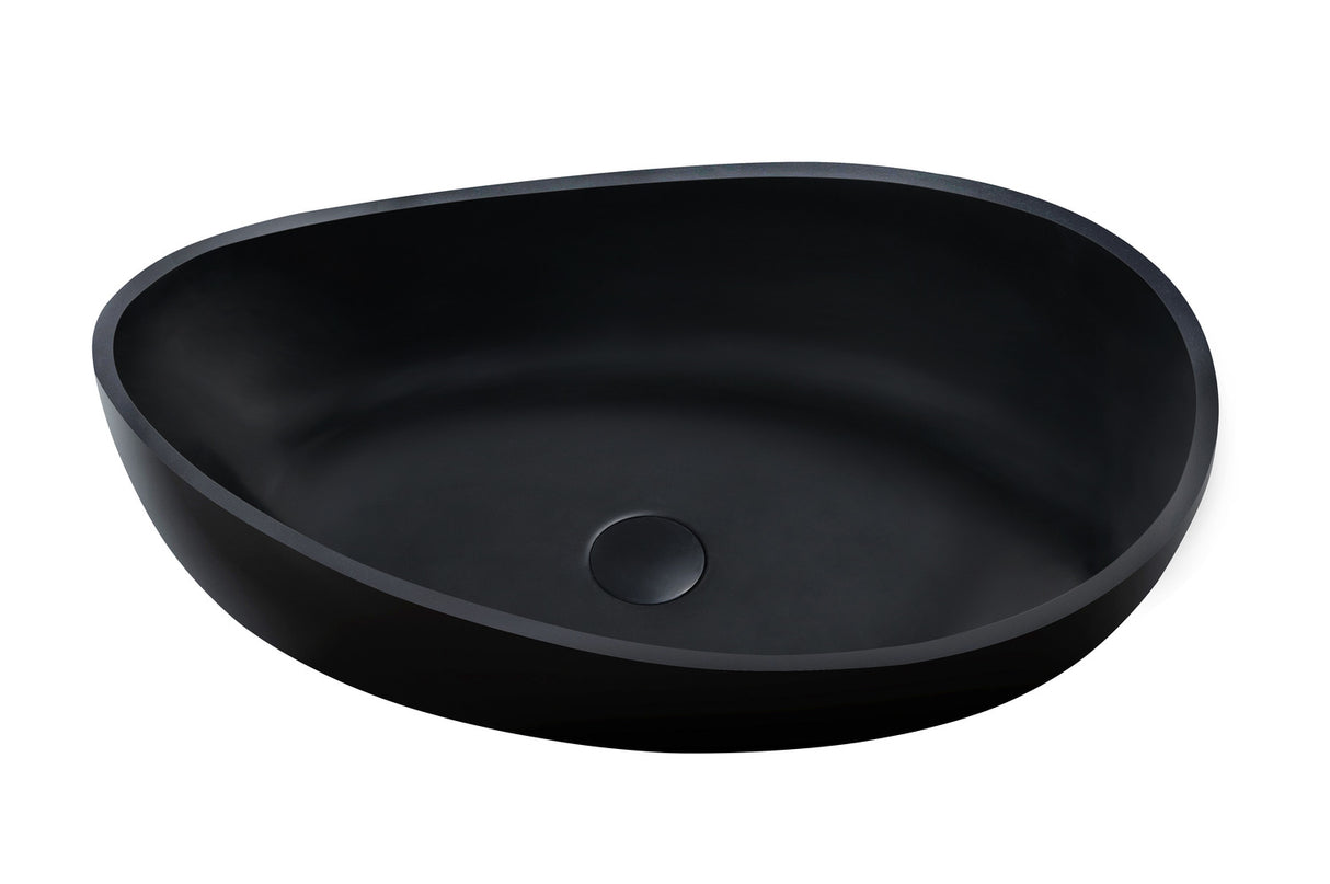 POSEIDON Waverly Matte Black Solid Surface Stone Basin (Oval: 600x370x190mm)