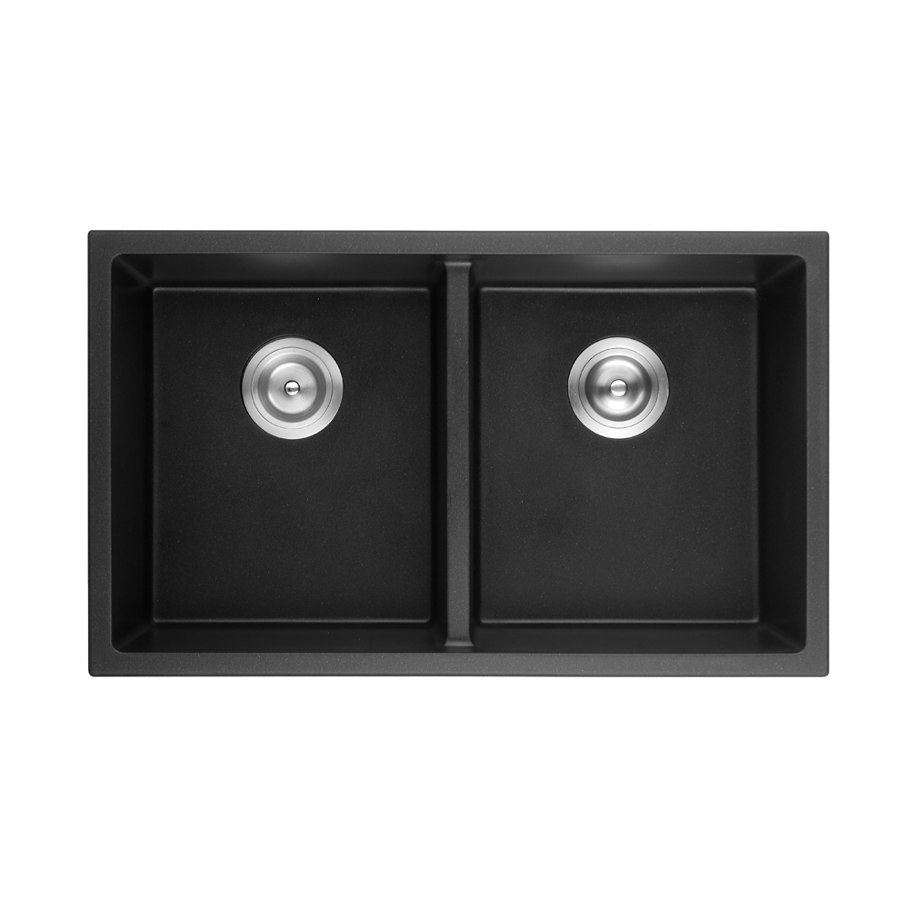 POS Quartz Undermount Kitchen Double Sink 813x457x241 (Matte Black)