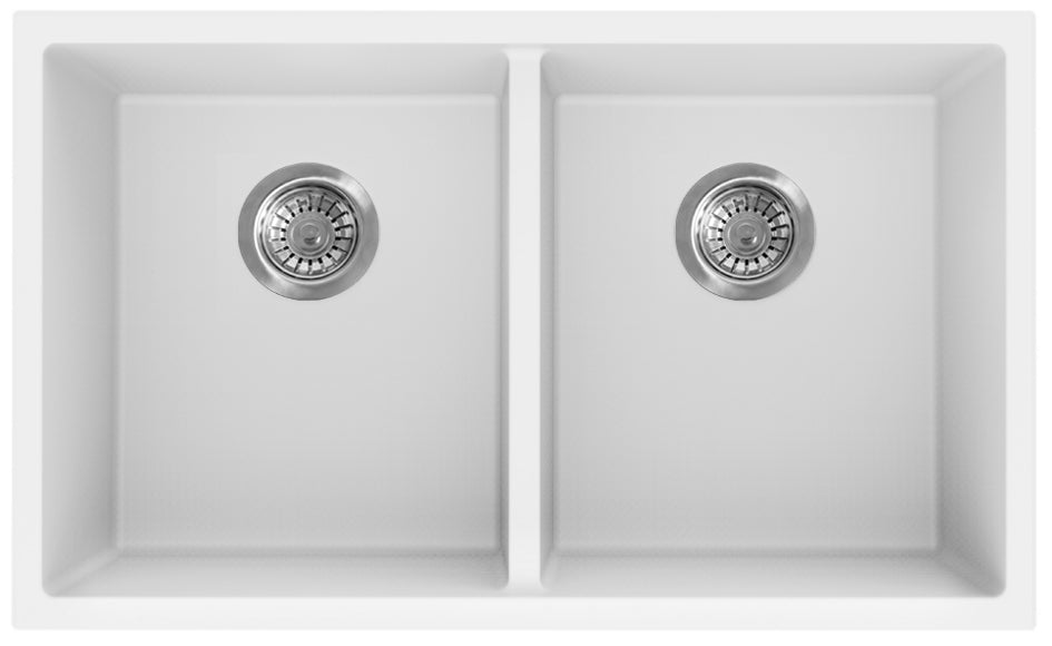 POS Quartz Undermount Kitchen Double Sink 813x457x241 (Matte White)