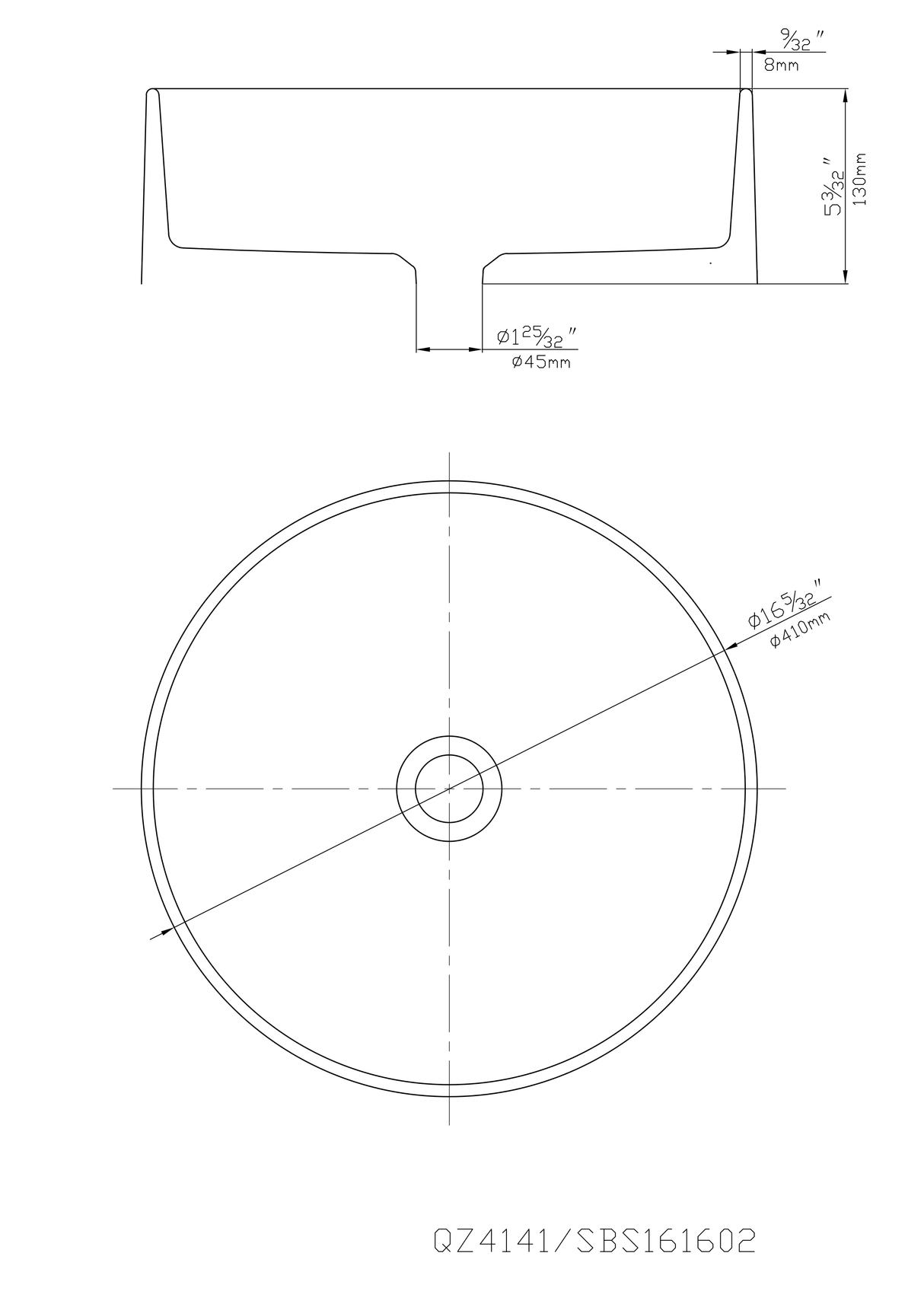 POS Round Quartz Undermount Kitchen Sink 410x410x210 (Matte Black)