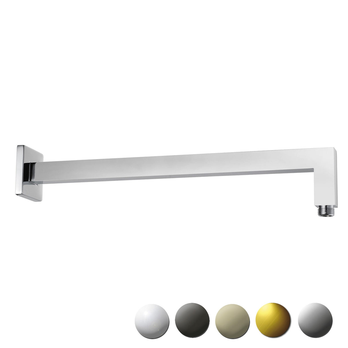 Square Horizontal Shower Arm 400mm - Chrome