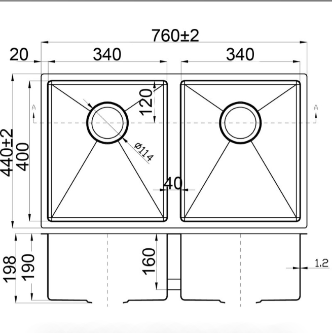 Eden Above / Undermount R10 760x440x190mm (Chrome)