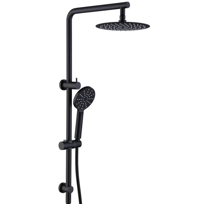 PAVIA Twin Shower On Rail Top Inlet Round (250mm) - Matte Black