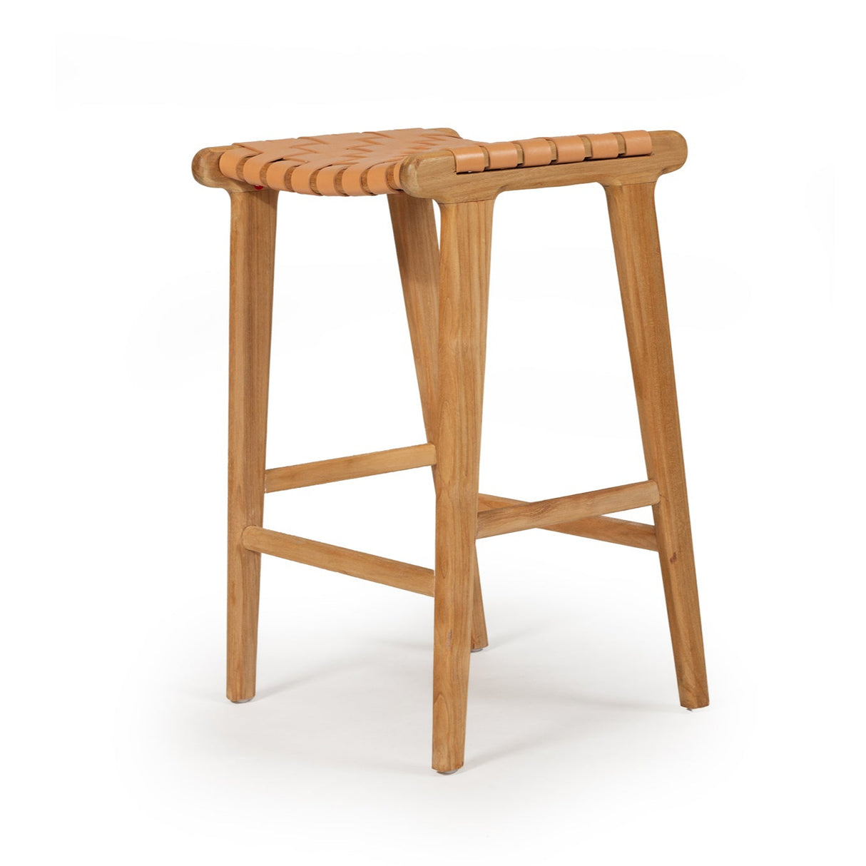 Paloma Leather Saddle Stool – Woven Natural