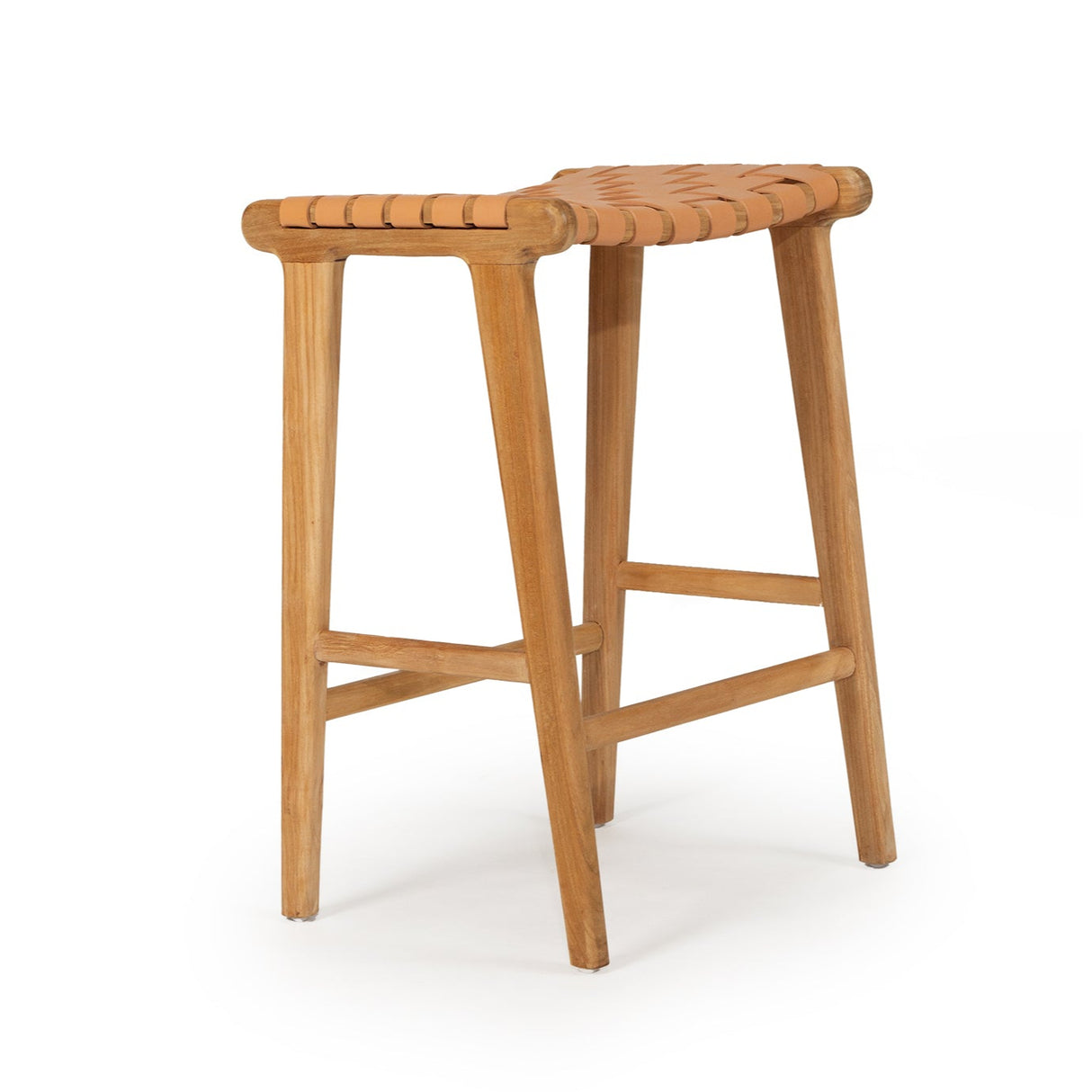 Paloma Leather Saddle Stool – Woven Natural