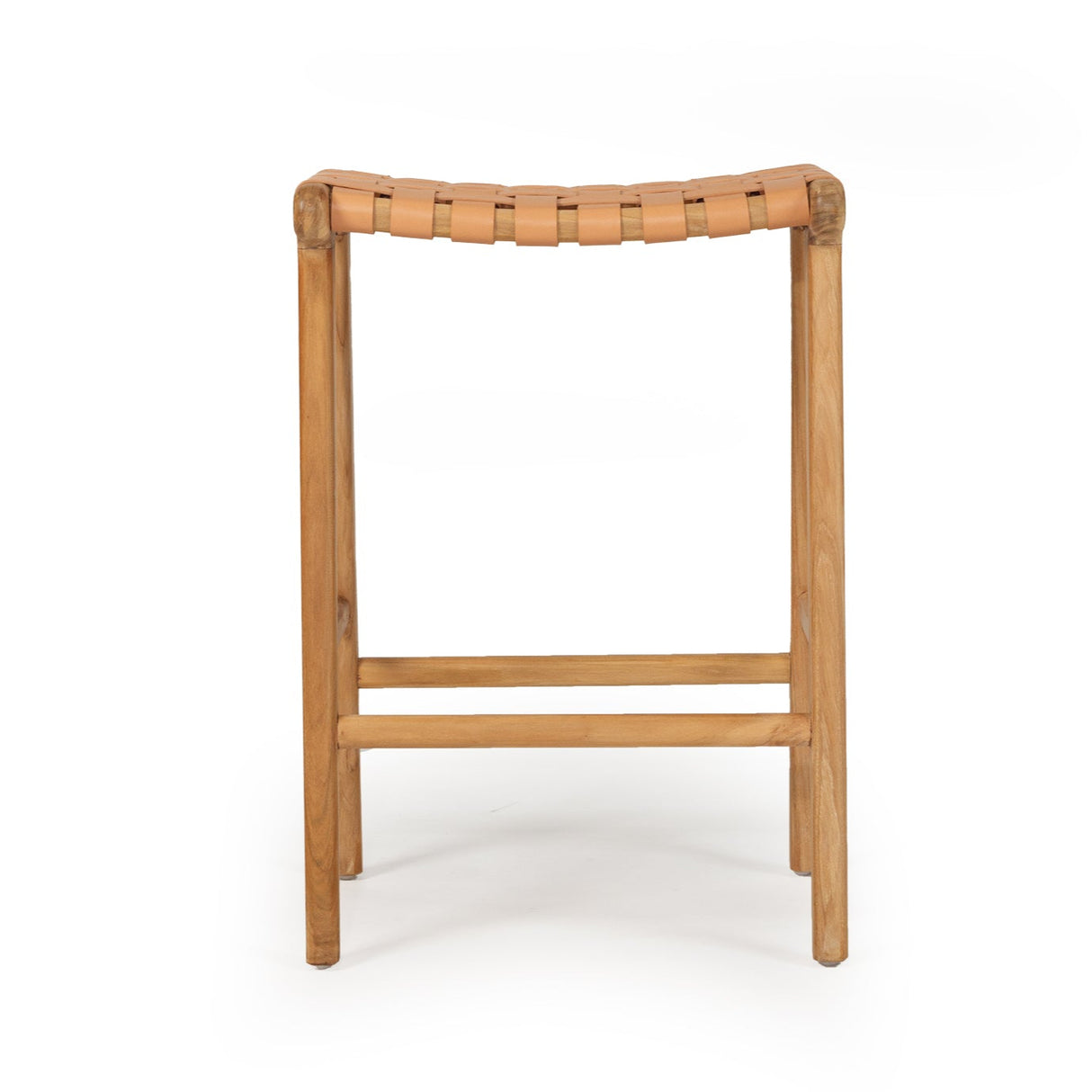 Paloma Leather Saddle Stool – Woven Natural