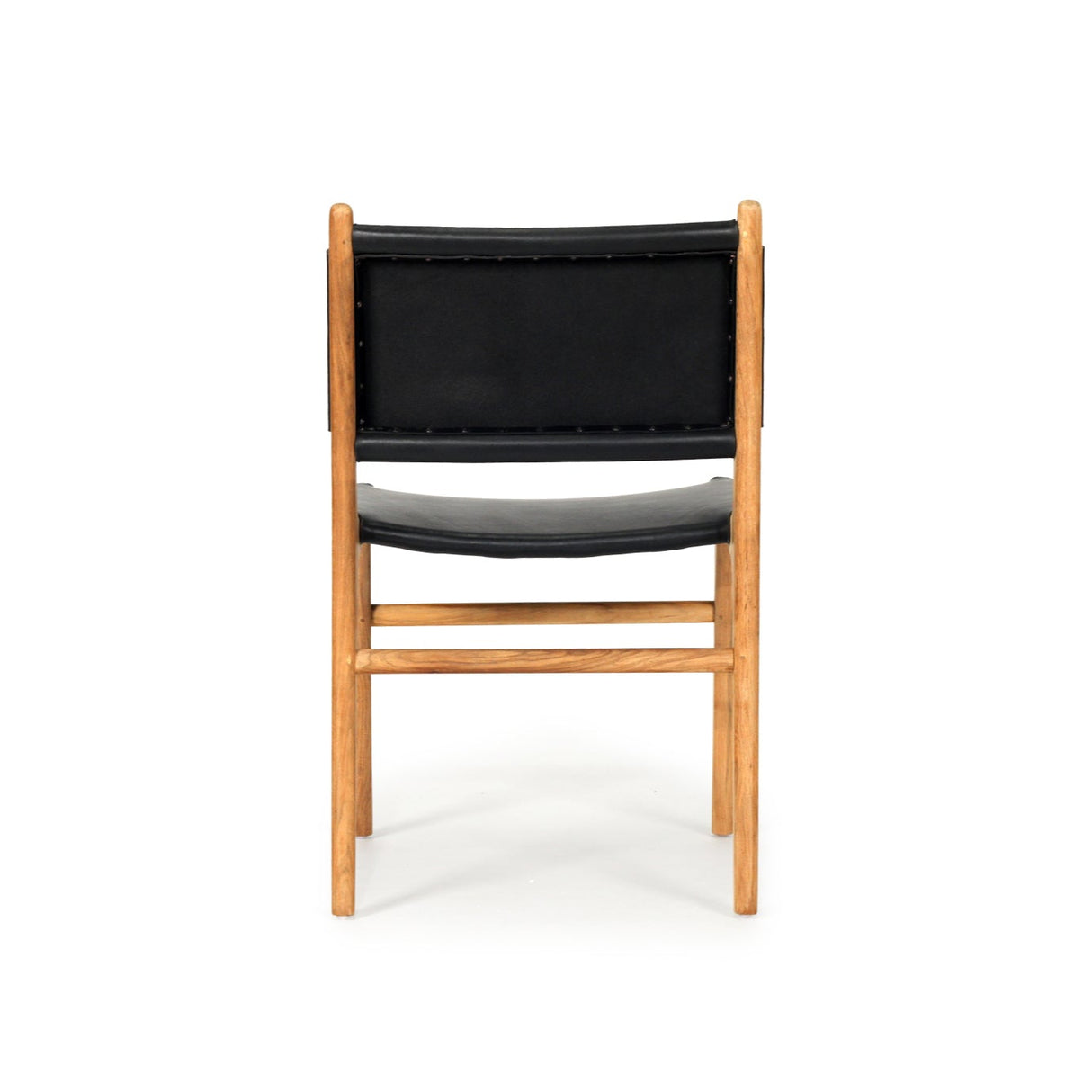Paloma Leather Side Teak Chair – Black