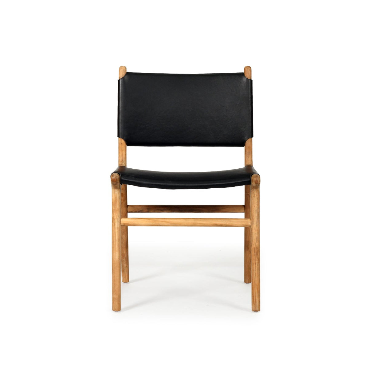 Paloma Leather Side Teak Chair – Black