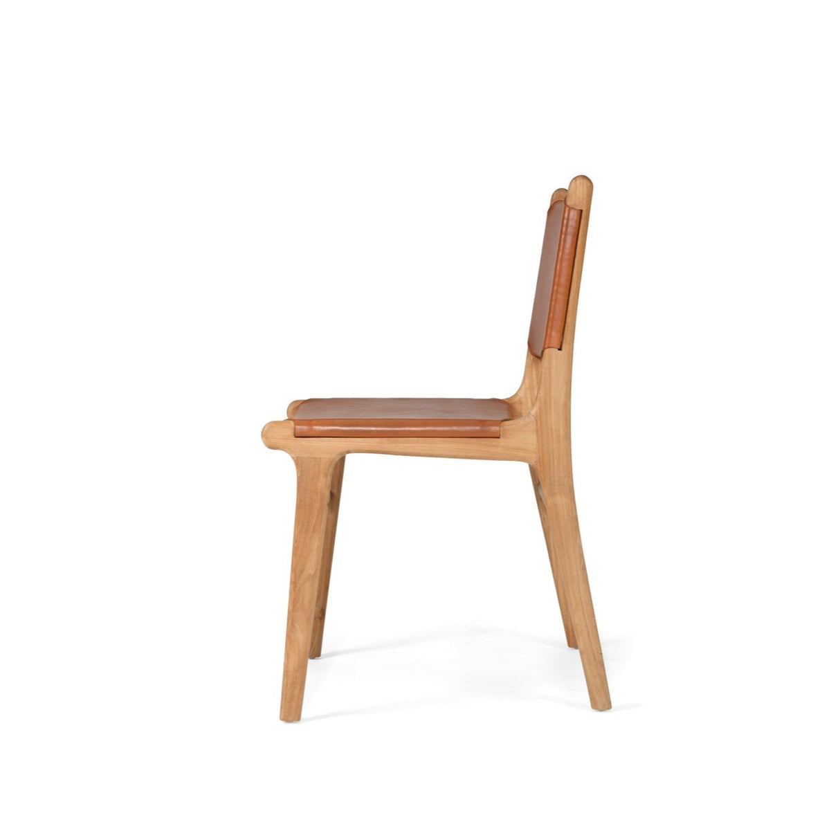 Paloma Leather Side Teak Chair – Tan