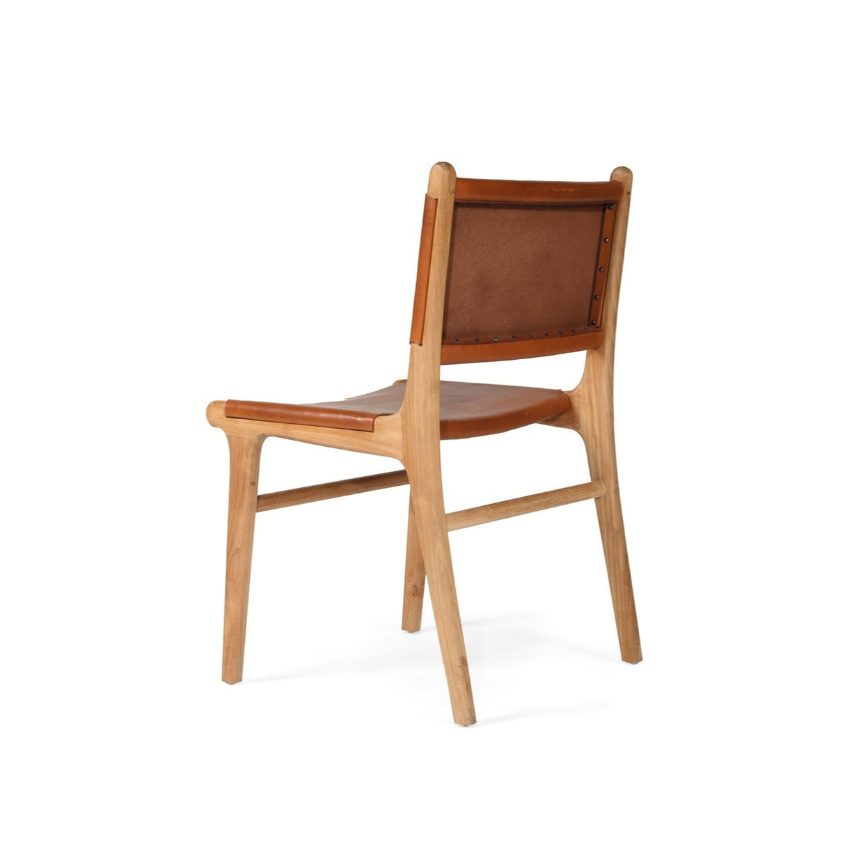 Paloma Leather Side Teak Chair – Tan