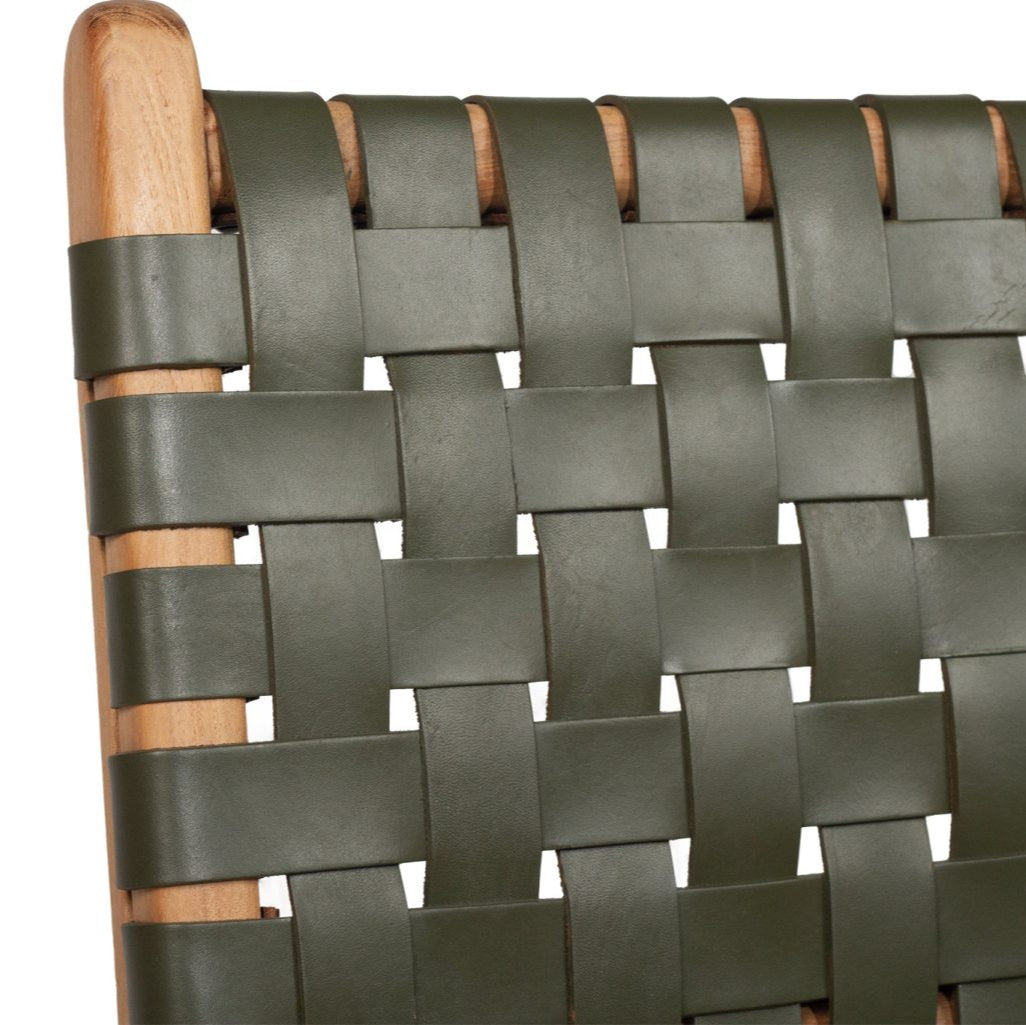 Paloma Teak Side Chair - Woven - Olive - 0.87m