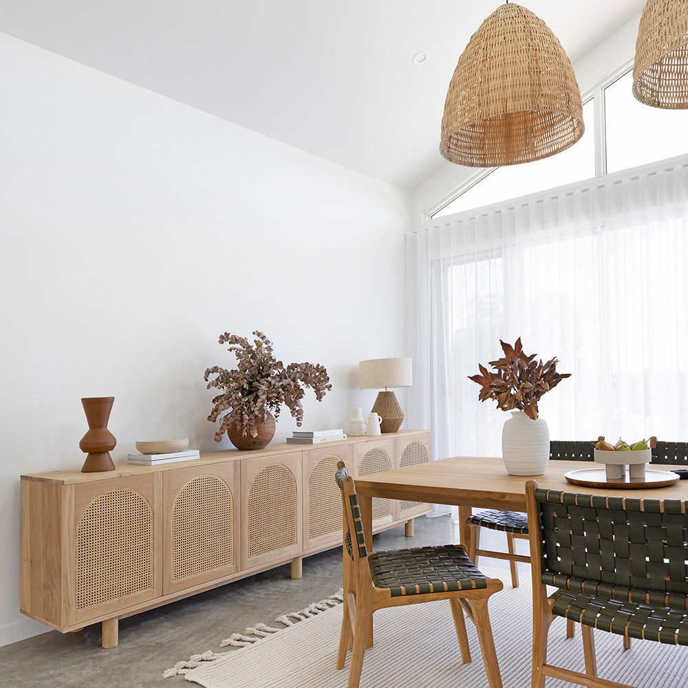Paloma Teak Side Chair - Woven - Olive - 0.87m