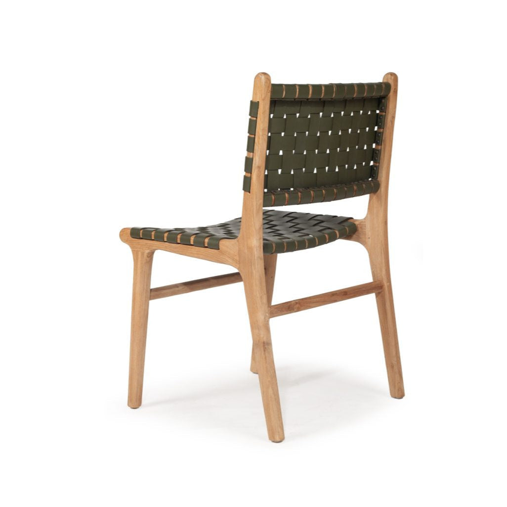 Paloma Teak Side Chair - Woven - Olive - 0.87m