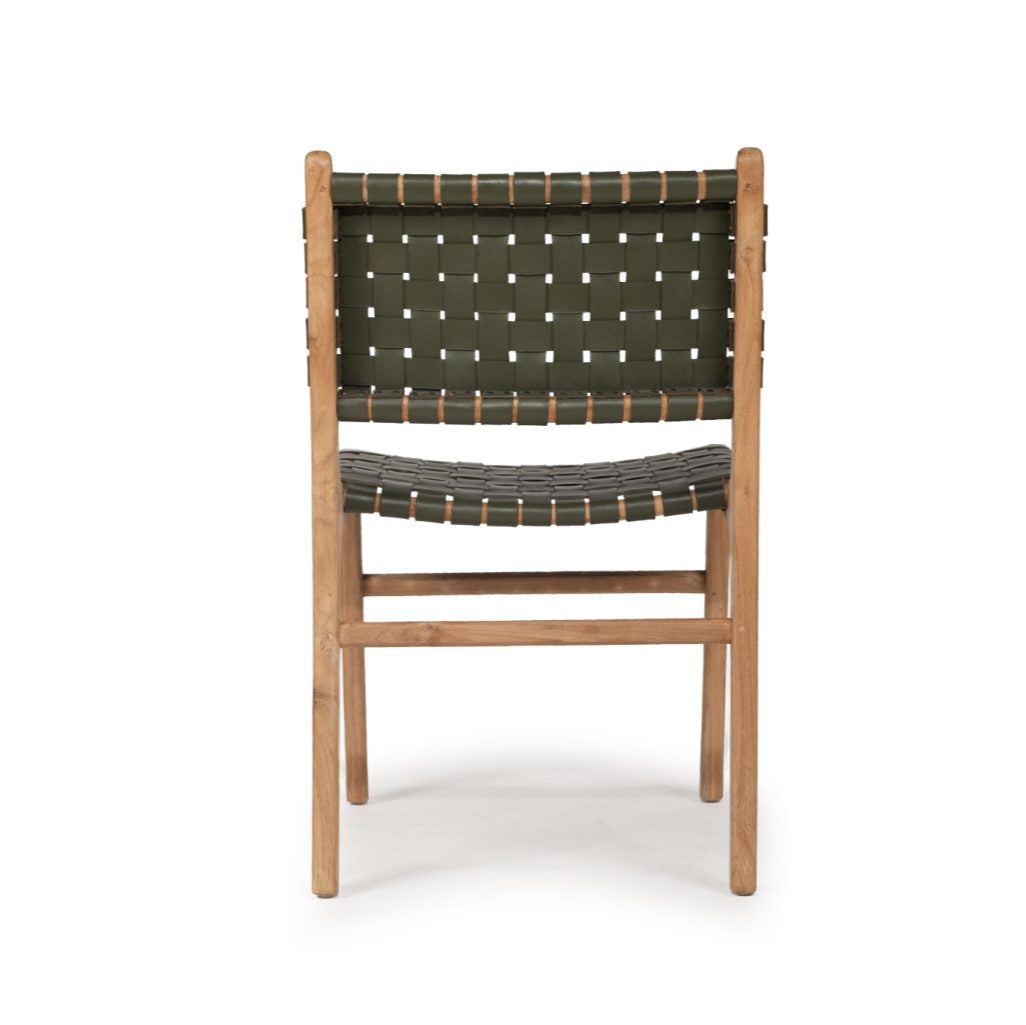 Paloma Teak Side Chair - Woven - Olive - 0.87m