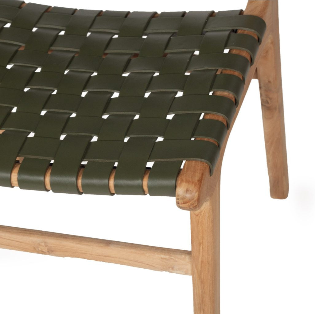 Paloma Teak Side Chair - Woven - Olive - 0.87m
