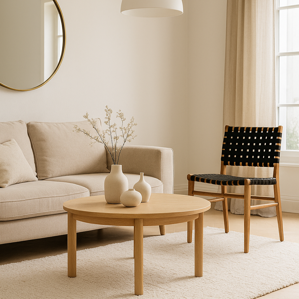 Paloma Woven Leather Side Teak Chair - Black