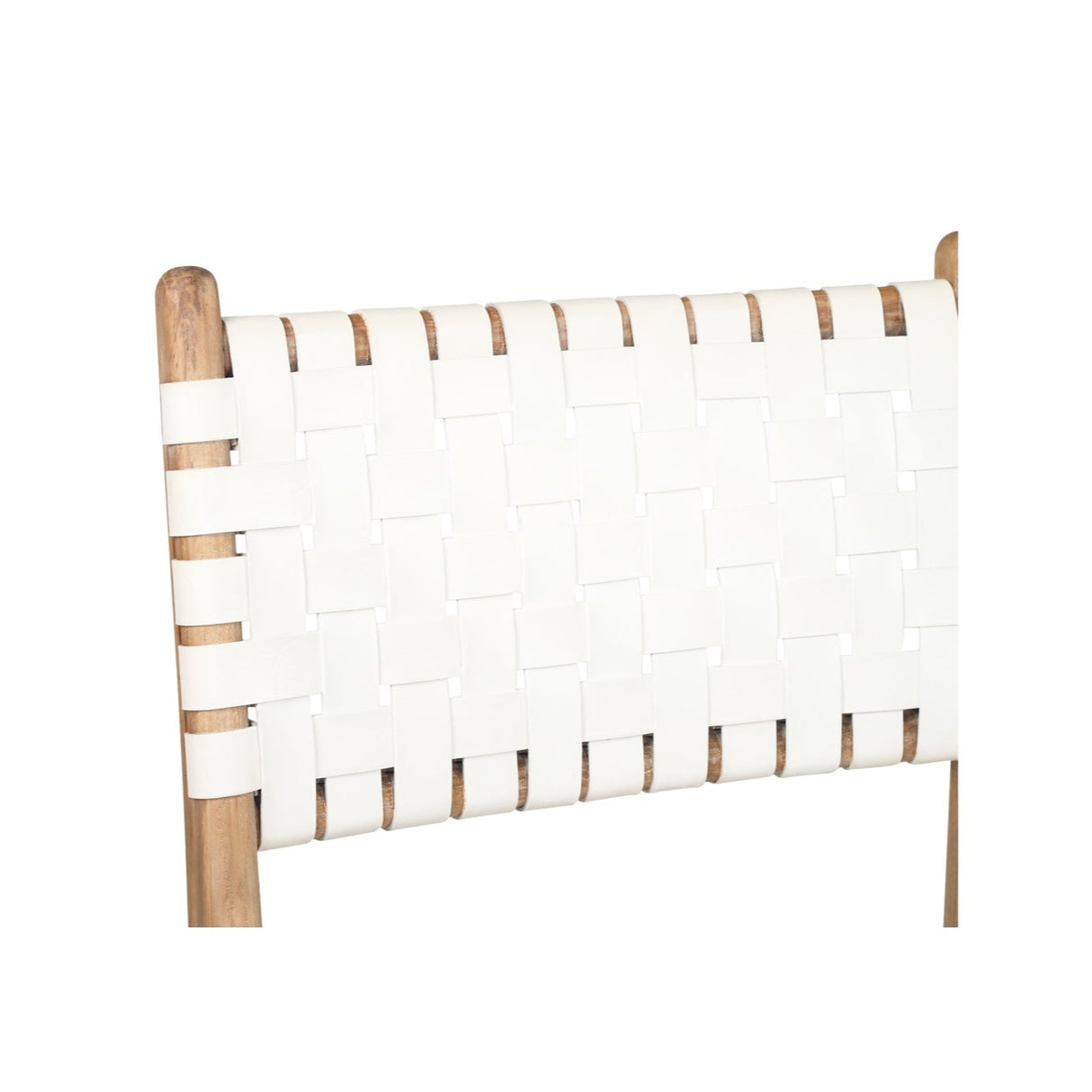 Paloma Woven Leather Side Teak Chair - White