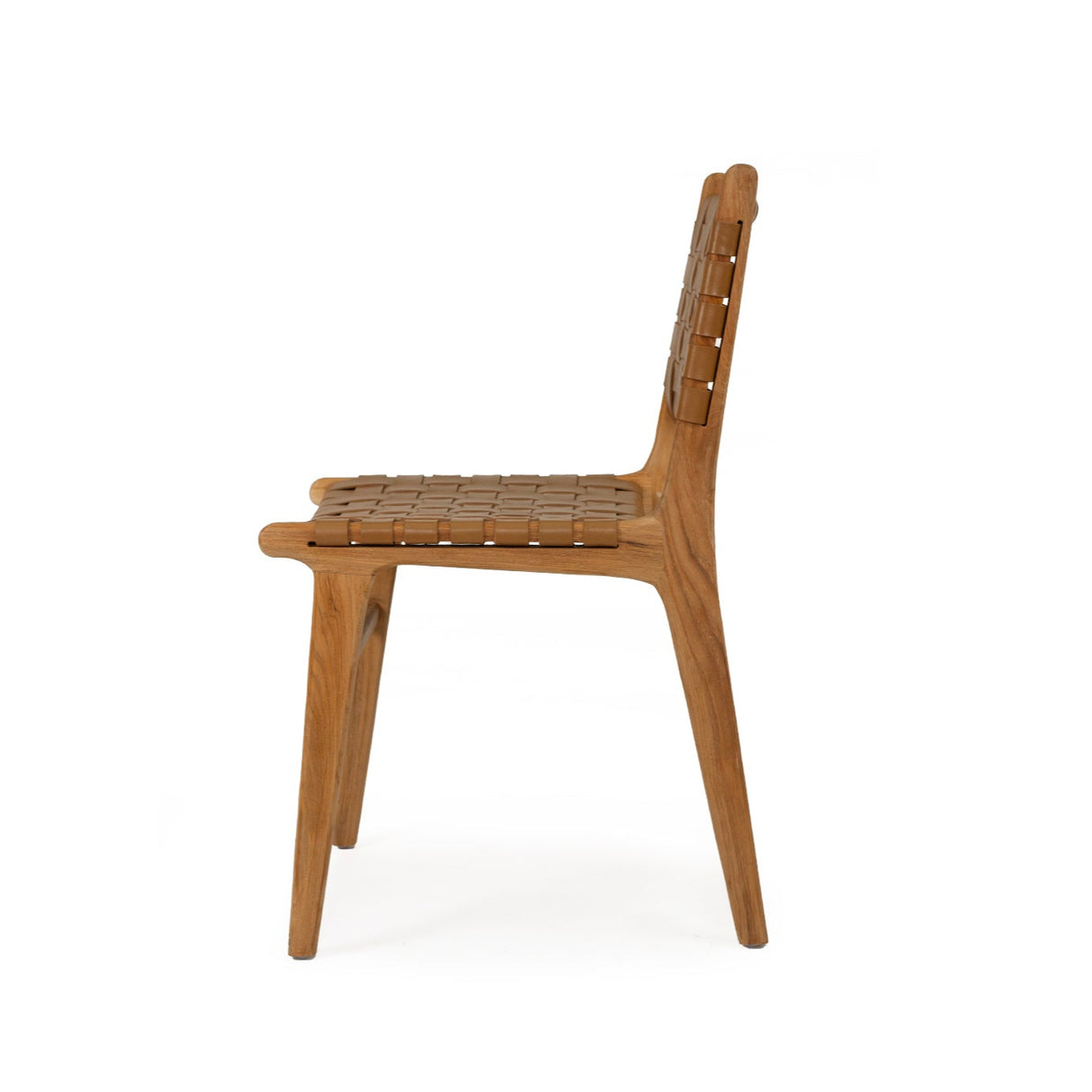 Paloma Woven Leather Teak Side Chair – Tan