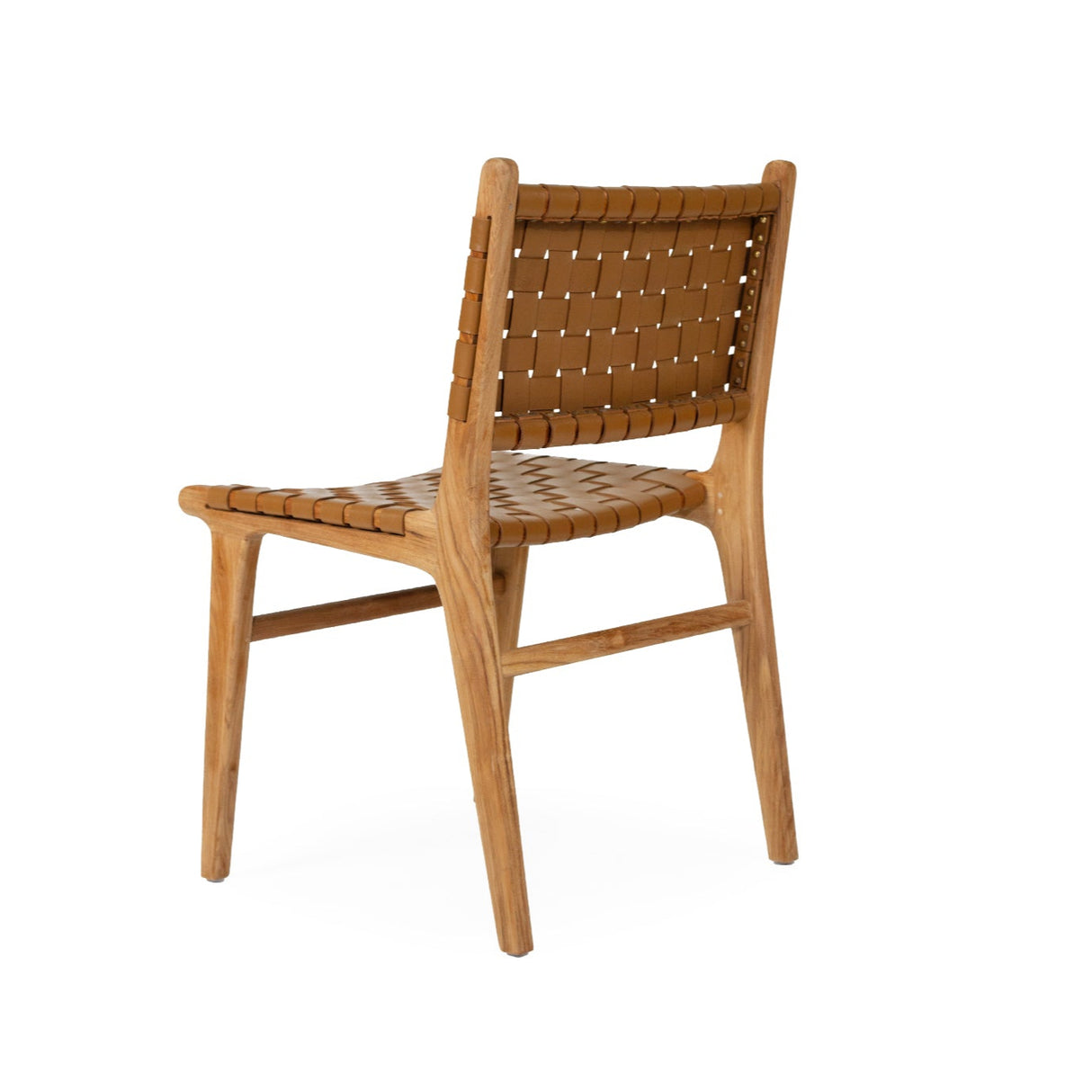 Paloma Woven Leather Teak Side Chair – Tan