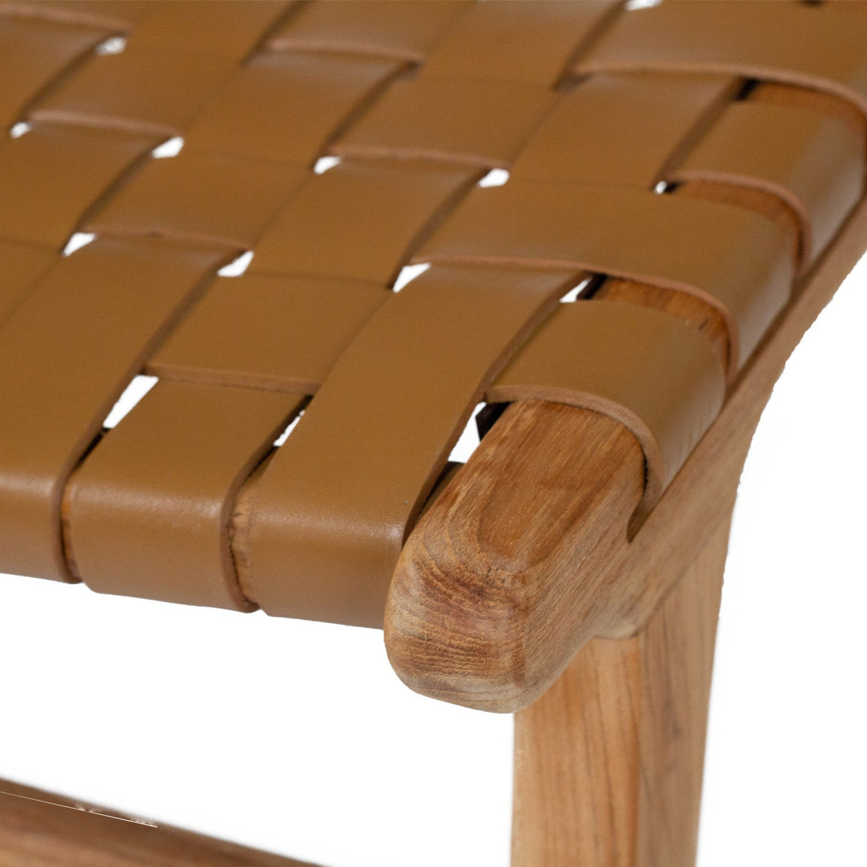 Paloma Woven Leather Teak Side Chair – Tan