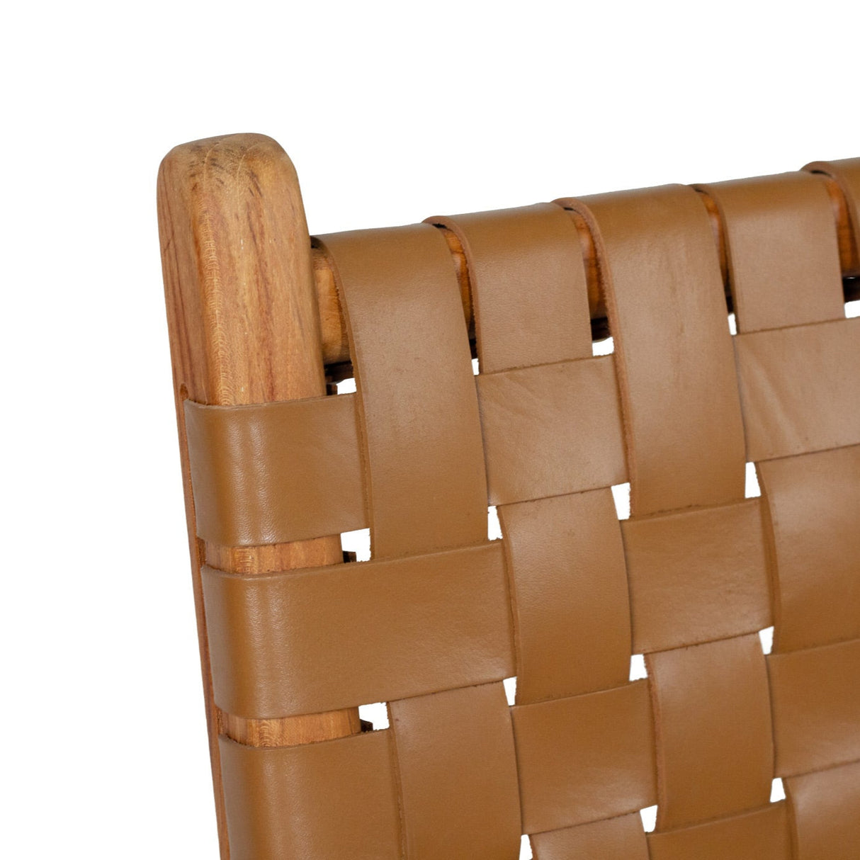 Paloma Woven Leather Teak Side Chair – Tan